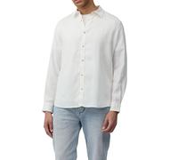 Langarmhemd S.OLIVER, Herren, Gr. XXXL, N-Gr, weiß (cloudy weiß), Obermaterial: 100% Leinen, unifarben, casual, regular fit taillenbedeckt, Langarm Manschette, Hemden, aus Leinen (43402553-XXXL) cloud