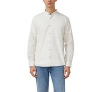 Langarmhemd S.OLIVER, Herren, Gr. XL, N-Gr, ecru, Web, Obermaterial: 98% Baumwolle, 2% Elasthan, unifarben, normal hüftbedeckend, Rundhals, 1-Knopf-Manschette, Hemden, mit Stehkragen und Knopfleiste (