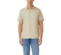 Leinenhemd S.OLIVER, Herren, Gr. XXL, N-Gr, bone beige, Web, Obermaterial: 100% Leinen, unifarben, regular fit hüftbedeckend, Rundhals, abgesteppte Kante, Hemden, Kurzarm mit Knopfleiste (21044717-XXL