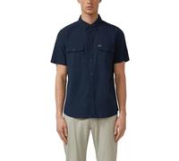 Kurzarmhemd S.OLIVER, Herren, Gr. M, N-Gr, dunkelblau, Web, Obermaterial: 100% Baumwolle, gestreift, regular fit normal, Hemden, mit dezenten Streifen, Button-down-Kragen, Baumwolle (72360142-M) dunke