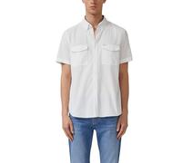 Kurzarmhemd S.OLIVER, Herren, Gr. XXL, N-Gr, weiß, Web, Obermaterial: 100% Baumwolle, gestreift, regular fit normal, Hemden, mit dezenten Streifen, Button-down-Kragen, Baumwolle (79897513-XXL) weiß
