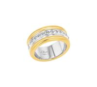 s.Oliver Ring Damen, Bicolor, 58|18,5, 9 mm, Zirkonia, Weiß, 1,9 mm, Edelstahl, IP Gold 2036839