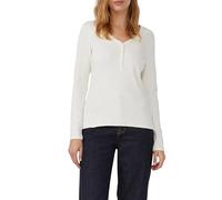 s.Oliver Damen Ripp-Langarmshirt Slim Fit mit Knopfleiste creme Größe 44 2170091.0210.44