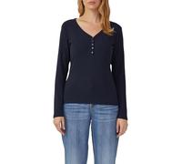 Ripp-Langarmshirt mit Knopfleiste im Slim Fit 46 blau 2170091.5959.46