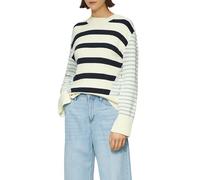 s.Oliver Red Label - Rundhals-Pullover im Streifenmix weiß/blau - Gr. - 46