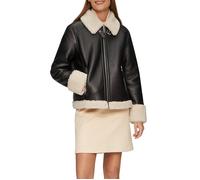 Jacke aus Lederimitat mit Teddyplüsch 40 schwarz