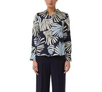 s.Oliver Bluse - Satinierte Viskose, All-over-Print, Manschetten - Blau/Mehrfarbig Gr. 48