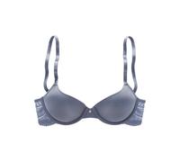 Schalen-BH S.OLIVER "Pauline", Damen, Gr. 85, Cup C, blau (jeansblau), Spitze, Microtouch, Obermaterial: 62% Polyamid, 23% Polyester, 15% Elasthan, feminin, BHs, mit Bügel und hübschem Spitzenrücken,