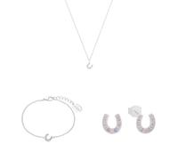 s.Oliver Schmuckset für Mädchen aus 925 Sterling Silber, rhodiniert, Halskette, Armband und Ohrstecker mit Hufeisen Design