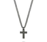 s.Oliver Herren Necklace - Halskette aus poliertem Edelstahl mit Kreuzanhänger - IP Schwarz - Panzerkette verstellbar bis 55 cm - wasserfest & hautfreundlich