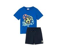 Shirt & Shorts S.OLIVER JUNIOR, Jungen, Gr. 128/134, bright blau, Jersey, Obermaterial: 100% Baumwolle, bedruckt, unifarben, KOB Set-Artikel (83577744-128) bright blau