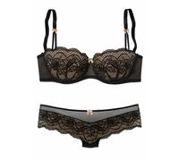 Set: Schalen-BH S.OLIVER Gr. 80 (40/42), Cup A, schwarz (schwarz, caramel) Damen BH-Sets (402323-80)