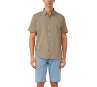 Kurzarmhemd S.OLIVER, Herren, Gr. M, N-Gr, khaki, Web, Obermaterial: 100% Baumwolle, unifarben, regular fit hüftbedeckend, Rundhals, abgesteppte Kante, Hemden, mit Tape-Details und abgerundetem Saum (
