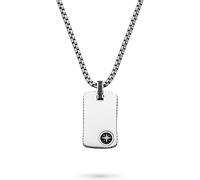 s.Oliver Herren Necklace - Halskette aus mattiertem Edelstahl mit Taganhänger - Silber - Venezianerkette verstellbar bis 60 cm - wasserfest & hautfreundlich
