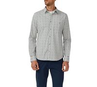 Langarmhemd S.OLIVER, Herren, Gr. XL, N-Gr, grau grün aop, Web, Obermaterial: 97% Baumwolle, 3% Elasthan, bedruckt, slim fit taillenbedeckt, Manschette, Hemden, mit Kontrast-Details (44665133-XL) grau