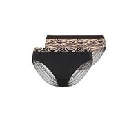 Bikinislip S.OLIVER, Damen, Gr. 32/34, 2 Stk., schwarz, Obermaterial: 92% Polyamid, 8% Elasthan. Spitze: 90% Polyamid, 10% Elasthan, unifarben, Unterhosen Bikinislip, mit zarter Spitze hinten (3921380