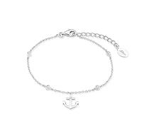 s.Oliver 2017249 Damen Armband Anker Silber Weiß 19 cm
