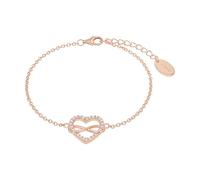 s.Oliver SO PURE Armband für Damen mit Herz Anhänger und Infinity Symbol, Zirkonia / 925 Sterling Silber, Rosé vergoldet, Länge: 17-20 cm