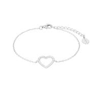 s.Oliver 2017255 Damen Armband Herz Silber Weiß 19 cm
