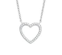 s.Oliver SO PURE Kette mit Herz Anhänger für Damen, Zirkonia und 925 Sterling Silber, Rhodiniert