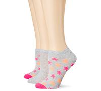 s.Oliver Socks Damen Women Fashion Sneaker 3p Füßlinge & Sneakersocken, Mehrfarbig (Fog Melange/Neon Stars 80), (39/42) (3er Pack)