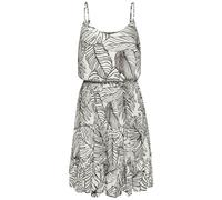 Sommerkleid S.OLIVER, Damen, Gr. 42, N-Gr, schwarz (creme, schwarz), Cru00eape, Obermaterial: 100% Viskose, bedruckt, modisch, figurumspielend ca. Mitte Oberschenkel, tiefer V-Ausschnitt, ohne Ärmel,