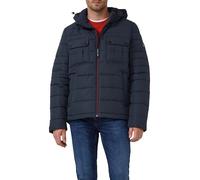 Steppjacke S.OLIVER, Herren, Gr. XXL, blau (navy), Steppware, Obermaterial: 100% Polyester, unifarben, casual, normal hüftbedeckend, Rundhals, Langarm Flachstrickbündchen, Jacken, mit Kapuze und Korde