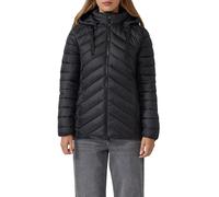 s.Oliver Damen Steppjacke Shaped Fit mit abnehmbarer Kapuze Label Print Schwarz Größe 38