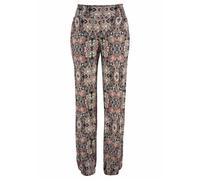 Strandhose S.OLIVER, Damen, Gr. 42, N-Gr, blau (marine, bedruckt), Jersey, Obermaterial: 100% Viskose, casual, figurumspielend lang, Hosen, mit Alloverprint und Taschen, Stoffhose, Sommerhose, elastis