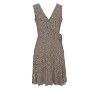 Strandkleid S.OLIVER, Damen, Gr. 44, N-Gr, braun (braun beige), Single Jersey, Obermaterial: 95% Viskose, 5% Elasthan, geblümt, bedruckt, modisch, figurumspielend kniefrei, V-Ausschnitt, ohne Ärmel, K
