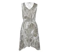 Strandkleid S.OLIVER, Damen, Gr. 34, N-Gr, grün (khaki, creme bedruckt), Cru00eape, Obermaterial: 100% Viskose, bedruckt, modisch, figurumspielend kniefrei, V-Ausschnitt, ohne Ärmel, Kleider, aus gekr