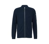Strickjacke mit Flammgarnstruktur und Stehkragen M blau 2163001.5852.M