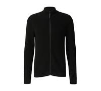 s.Oliver Struktur-Strickjacke – Herren Schwarz Gr. M, 100% Baumwolle, Reißverschluss & Taschen