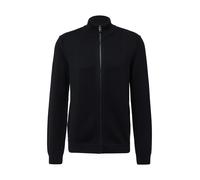 Baumwoll-Strickjacke mit Stehkragen und Logo-Patch S schwarz 2170245.9999.S