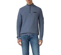 Strickpullover aus Baumwolle mit Troyer-Kragen und Strukturmix L blau 2169511.5363.L