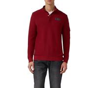 Strickpullover aus Baumwolle mit Troyer-Kragen und Strukturmix rot L