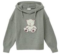 Strickpullover aus Teddy-Plüsch mit Kapuze und Front-Applikation 104/110 grau 2170326.95W0.104_110