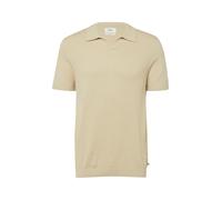Poloshirt S.OLIVER, Herren, Gr. L, bone beige, Strick, Obermaterial: 85% Baumwolle, 15% Leinen, unifarben, regular fit normal, ohne Ausschnitt, Shirts, mit Rippbündchen (83678250-L) bone beige