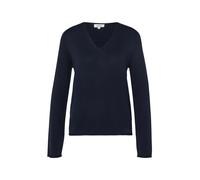 Feinstrickpullover mit V-Ausschnitt und Rollkante am Saum 34 blau 2179711.5959.34
