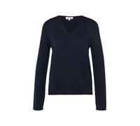 Feinstrickpullover mit V-Ausschnitt und Rollkante am Saum 38 blau 2179711.5959.38