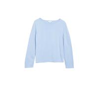 Strickpullover S.OLIVER, Damen, Gr. 46, blau (blau haze), Strick, Obermaterial: 50% Baumwolle, 50% Viskose, normal hüftbedeckend, U-Boot-Ausschnitt, Pullover Strickpullover, mit U-Boot-Ausschnitt (482