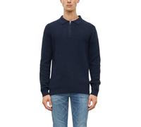 Zip-Strickpolo mit Rippstruktur XL blau 2184728.5978.XL