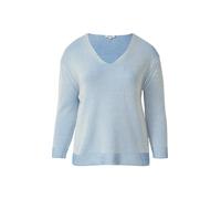 Baumwollmix-Strickpullover mit V-Ausschnitt 52 blau|weiß 2179780.51X0.52