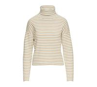 Rollkragenpullover S.OLIVER, Damen, Gr. 36, beige (beige, ecru), Rippstrick, Obermaterial: 60% Baumwolle, 40% Polyacryl, geringelt, gestreift, casual, gerade hüftlang, Rundhals, Langarm, Pullover, Rip