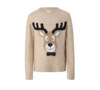 Strickpullover S.OLIVER JUNIOR, Jungen, Gr. 104/110, beige melange, Strick, Obermaterial: 56% Polyamid, 41% Polyacryl, 3% Elasthan, meliert, normal, Rundhals, Rippstrickbündchen, Pullover Strickpullov