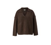 Strickpullover S.OLIVER CURVE, Damen, Gr. 48, braun (bitter chocolate melange), Strick, Obermaterial: 57% Polyacryl, 31% Polyester, 9% Wolle, 3% Elasthan, meliert, bequem hüftbedeckend, V-Ausschnitt,