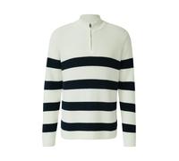 Gestreifter Baumwoll-Strickpullover mit Troyer-Kragen 3XL creme|blau 2174327.59G1.3XL
