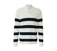 Gestreifter Baumwoll-Strickpullover mit Troyer-Kragen L creme|blau 2174327.59G1.L