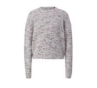 Strickpullover S.OLIVER JUNIOR, Mädchen, Gr. 134/140, grau (sanftes weiß), Strick, Obermaterial: 57% Polyacryl, 43% Polyester, meliert, normal hüftbedeckend, Rundhals, Bündchen, Pullover Strickpullove