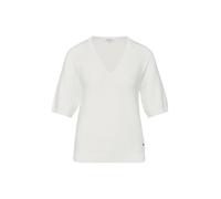 Strickpullover S.OLIVER, Damen, Gr. 46, weiß, Strick, Obermaterial: 60% Baumwolle, 40% Polyacryl, unifarben, normal hüftbedeckend, V-Ausschnitt, Flachstrickbündchen, Pullover Strickpullover, Kurzarm-S